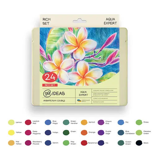 Набір олівців акварельних 99IDEAS "Aqua Expert" 24 кольори, Rich Set, металева коробка, 99AE-24RICH - фото 3