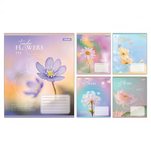 Зошити учнівські 60 аркушів клітинка 1B Tender Flowers, 10 шт. в упаковці