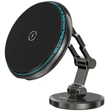 Автодержатель для телефона с БЗП Acefast D30 magnetic folding wireless charging car holder черный - фото 1