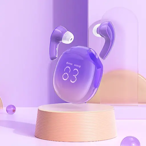 Наушники Acefast T9 Crystal Air bluetooth earbuds Grape Purple - фото 2