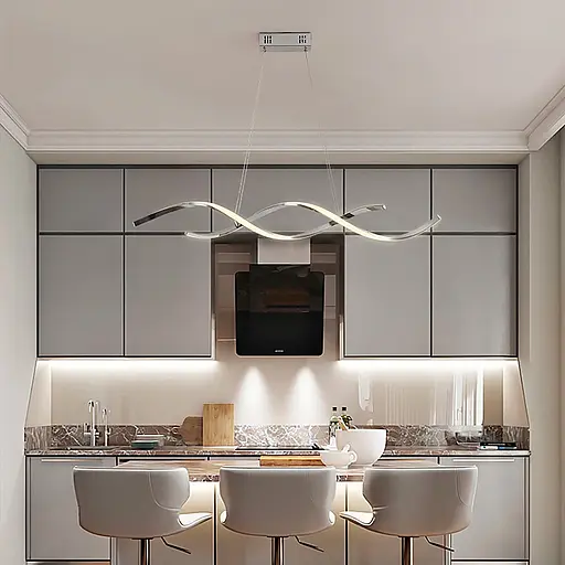 Видовжена люстра Gemo Led у срібному каркасі 100 см Line.F H 18L-1000 CH - фото 1