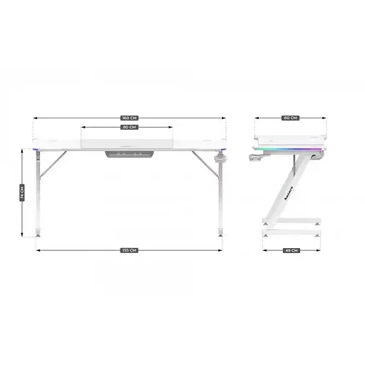 Комп'ютерний стіл Huzaro Hero 4.8 RGB White - фото 3