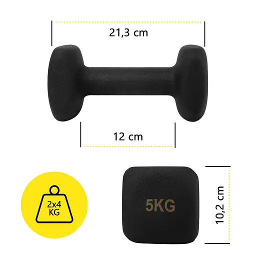 Гантелі вінілові Cornix Square 2 x 5 кг XR-0410 Black - фото 6