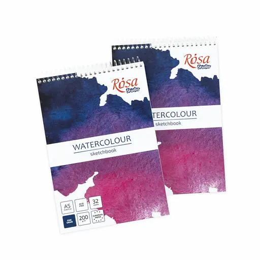 Скетчбук для акварелі на спіралі А5 Фіолетовий 200г/м2 32л білий папір ROSA Studio - фото 3