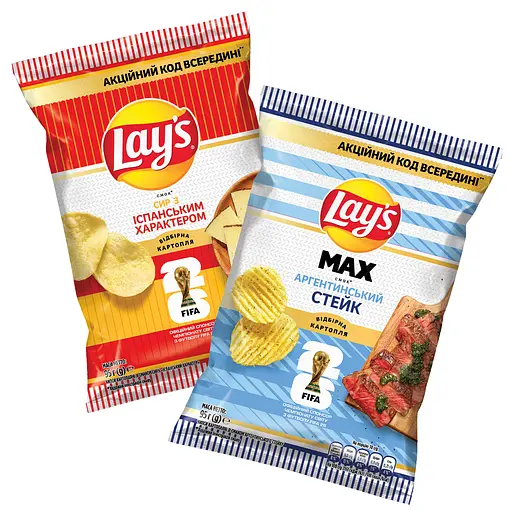 Набор чипсов картофельных Lay's: со вкусом аргентинского стейка 95 г и со вкусом сыра (испанский характер) 95 г - фото 1