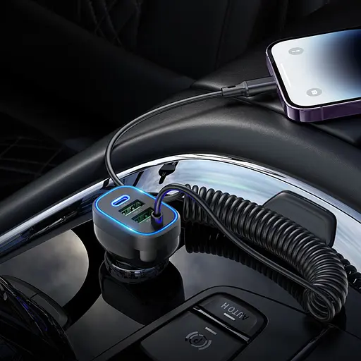 Автомобильное зарядное устройство Hoco NZ11A 2USB/Type-C PD 30W черный + кабель Lightning - фото 2