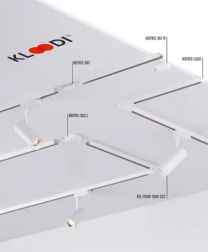 Трек однофазний 3м, білий KLOODI KDTR3-L330 3 WH - фото 2