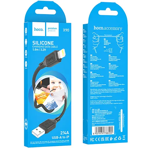 Дата кабель Hoco X90 Cool silicone USB to Lightning (1m) Black - фото 6