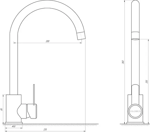 Змішувач для кухні Globus Lux Wien SUS2-203SN Нержавіюча сталь - фото 4