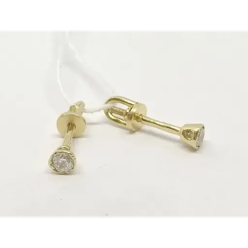 Золотые серьги-пуссеты Гаразд с фианитами. 3531639 - фото 4