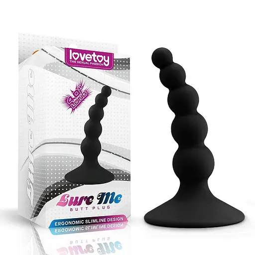 Анальна пробка LoveToy Lure Me Beaded Butt Plug 4" 10 см (чорний) - фото 3