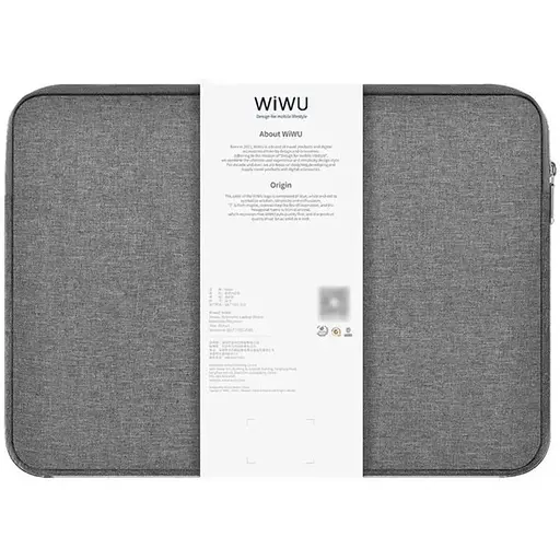 Сумка для ноутбука Wiwu Minimalist Laptop Sleeve 16'' Grey - фото 8
