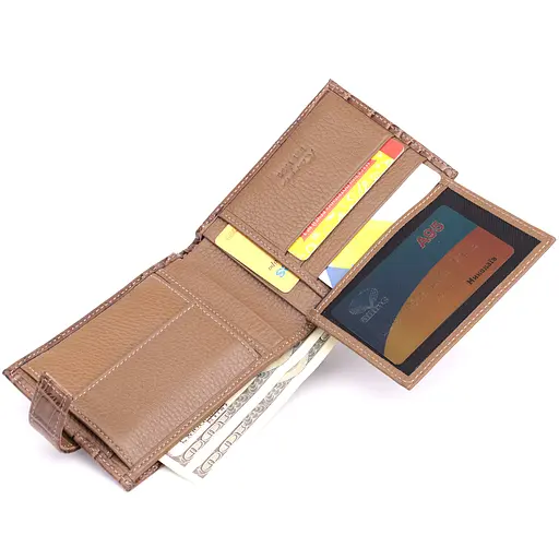 Місткий чоловічий гаманець із натуральної шкіри KARYA 12.7х9х2 см acs0029591 - фото 7