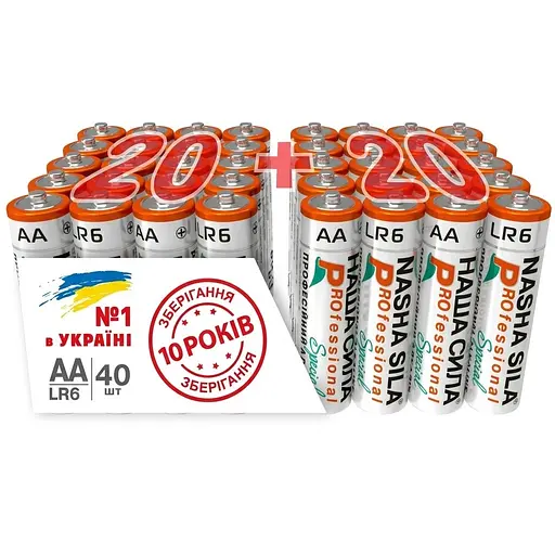 Батарейки Наша Сила Professional AA (LR6) Alkaline 40 шт. - фото 1