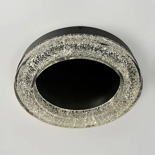 Стельовий чорний світильник із текстурною акриловим розсіювачем Ø 46 см | Line F | Арт. MJ316-500 BK+CL - фото 1