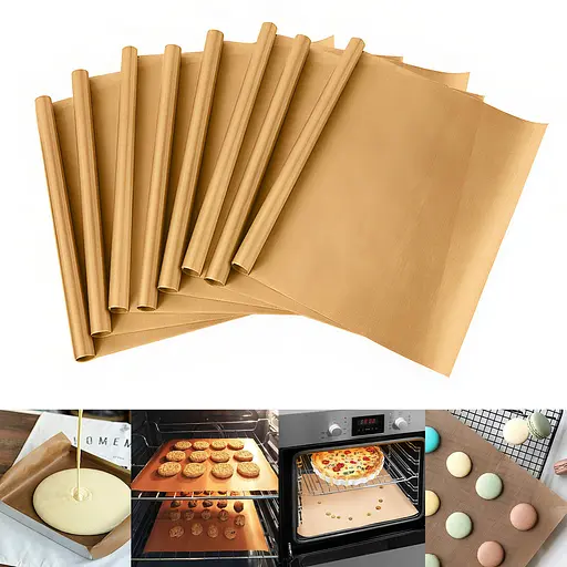 Набір з 8 листів тефлонових багаторазових прямокутних для випікання та грилю 33х45 см, Kitchen Master Коричневий 85682 - фото 1