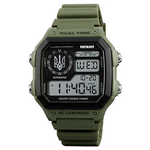 Наручний годинник чоловічий 010AGUASI Тризуб срібло Зелені + Коробка Patriot acs0031028 - фото 5
