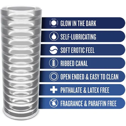 Мастурбатор Blush Rize - Ribz Glow in the Dark Masturbator - Clear - фото 2