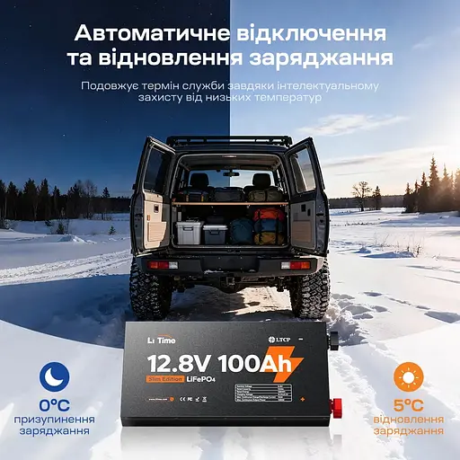 Аккумуляторная батарея литий-железо-фосфатная 12.8В 100А*ч LiFePO4 LiTime Slim 12V100-100-SLIM-LTCP-4-SE100 ультратонкая (44-00531) - фото 5