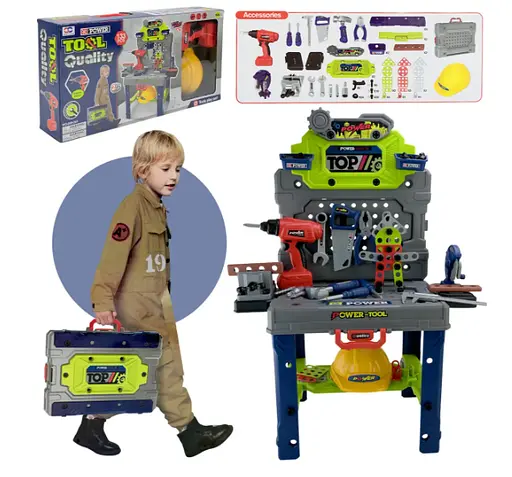 Набір інструментів-столик що складається у валізу 132 деталі шуруповерт на батарейках - фото 8