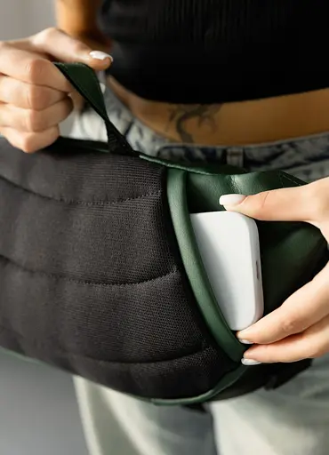 Большая женская поясная сумка бананка Sambag DynamicDart зеленая 38×21×7 см (80411007) - фото 5