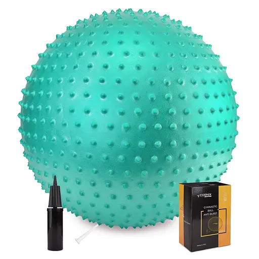 Мяч для фитнеса (фитбол) Cornix 55 см массажный Anti-Burst Mint XR-0472 - фото 1