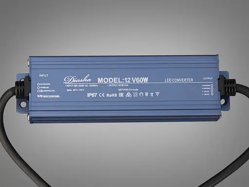 Блок живлення 12 В, для підключення LED стрічки, 60Вт, 5А - фото 2