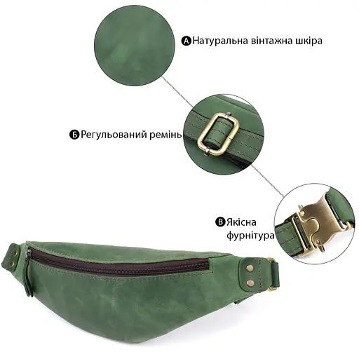 Містка бананка для чоловіків з натуральної вінтажної шкіри SHVIGEL 29х11х4,5 см sum0027467 - фото 14