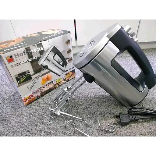 Міксер ручний Hoffmans HM-8839 з насадками 6 швидкостей нержавіюча сталь 800 Вт Сірий - фото 4