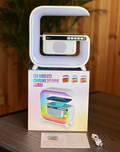 Ночная смарт XM-G3 RGB подсветка Bluetooth с колонкой беспроводной зарядкой часами радио 15 Вт - фото 7