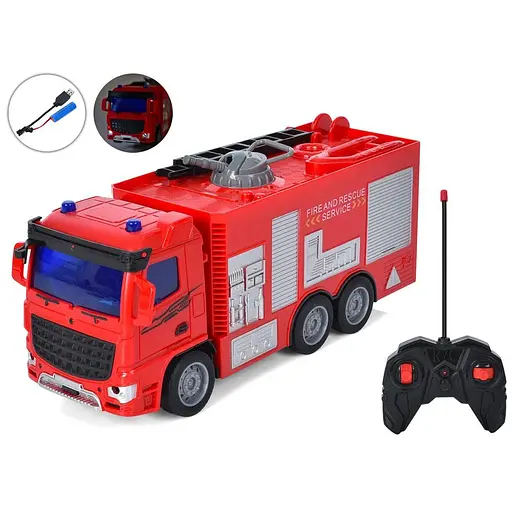 Машина пожежна радіокерована, 1:30, акумулятор, USB-зарядка, гумові колеса, 31x14.5x13 см (В асортименті)