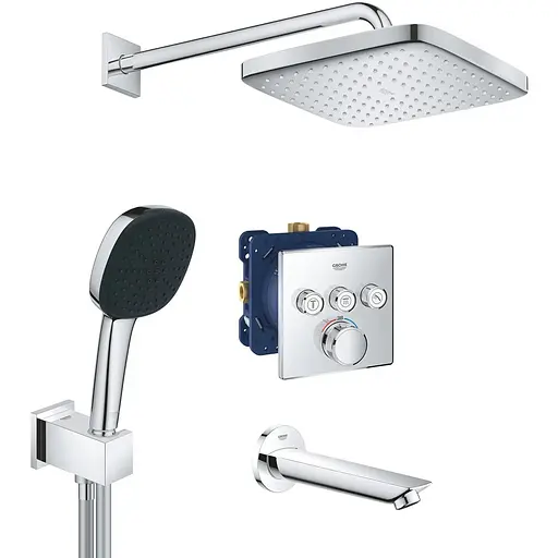 Душевая система скрытого монтажа термостатическая Grohe QuickFix Smartcontrol UA202802C3, Хром - фото 1