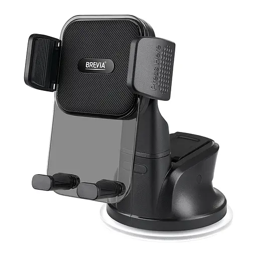 Тримач телефону автомобільний Brevia DashFix СrystalHold із присоскою, для 4.7-6.8', ширина до 90мм, чорний(48750) - фото 1