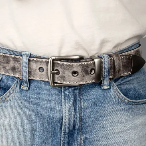 Ремінь чоловічий шкіряний JK-4006 бежевий потертий під джинси (125 см) - фото 5