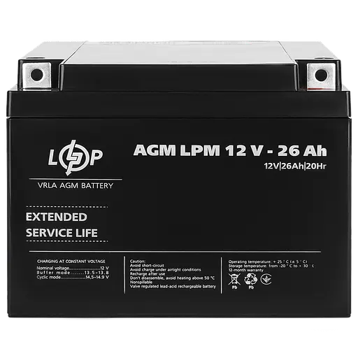 Аккумулятор AGM LPM 12V - 26 Ah - фото 4