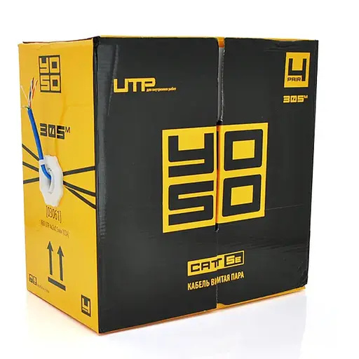 Кабель КВП 4х2х0,5мм, (UTP-cat 5E), YOSO, (CCA), для внутрішніх робіт, blue, 305м.