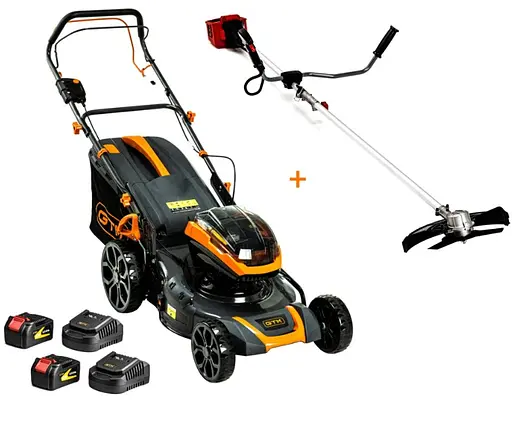 Газонокосарка акумуляторна GTM BLM48-SP+2 АКБ і ЗП + Триммер акумуляторний (кущоріз) GTM BC36/340BL (BLM48-SP+BC36/340BL_PROMO) - фото 1
