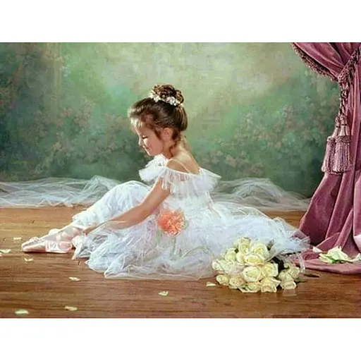 Алмазна вишивка Алмазна мозаїка на підрамнику Маленька балерина 50*40, c принт. Рамою - фото 1