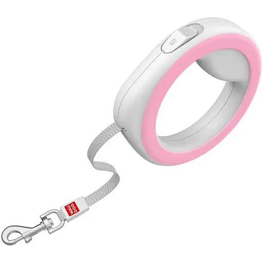 Повідець-рулетка для собак Waudog R-leash, кругла, XS-M, до 40 кг, 2,9 м, світловідбиваюча стрічка рожевий - фото 2