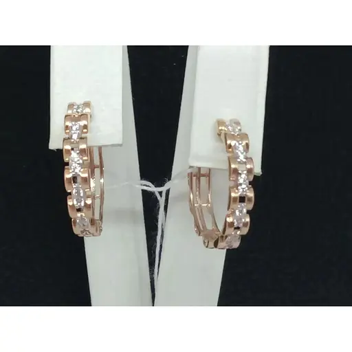 Золоті сережки Столична Ювелірна Фабрика з фіанітами. 111014 - фото 4