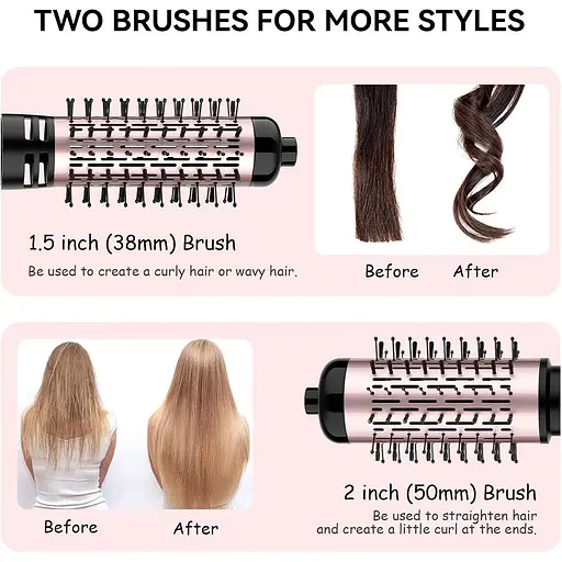 Щітка для сушіння волосся ANWA потужністю 1000 Вт 3 в 1 зі знімними щітками - фото 3