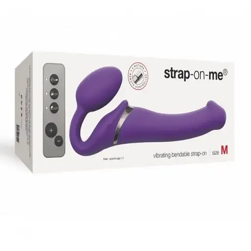 Безремневий страпон Strap-On-Me Vibrating Violet M регульований з вібрацією та з пультом ДК діаметр 3.3 см - фото 6