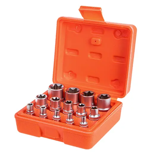 Набір торцевих головок Alloid NGE-424K з приєднувальним квадратом 1/4" 3/8" 1/2" та профілем E4-E24, 14 предметів (NGE-424K) - фото 3