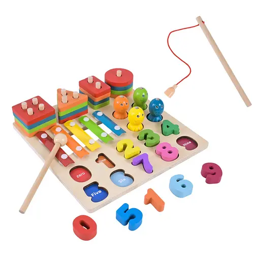 Детская деревянная игрушка "4 в 1" Bambi C9404 рыбалка, ксилофон - фото 3