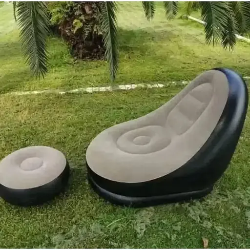 Крісло надувне Intex AirSofa велюрове з пуфиком для дому та саду - фото 2