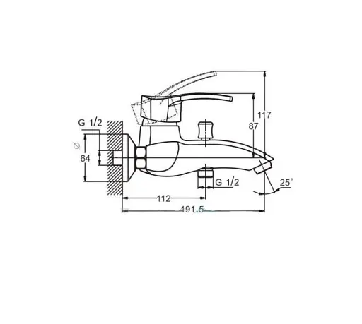 Змішувач для ванни Zegor BBS-A279 одноважільний Хром 30412 - фото 3