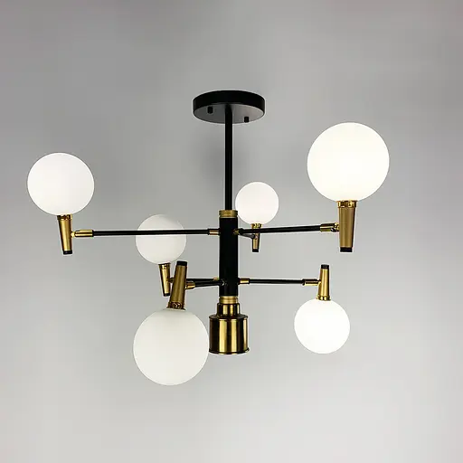 Люстра на 6 ріжків з поворотними плафонами у двох кольорах Line.F Колір плафона Прозорий + матовий - фото 10