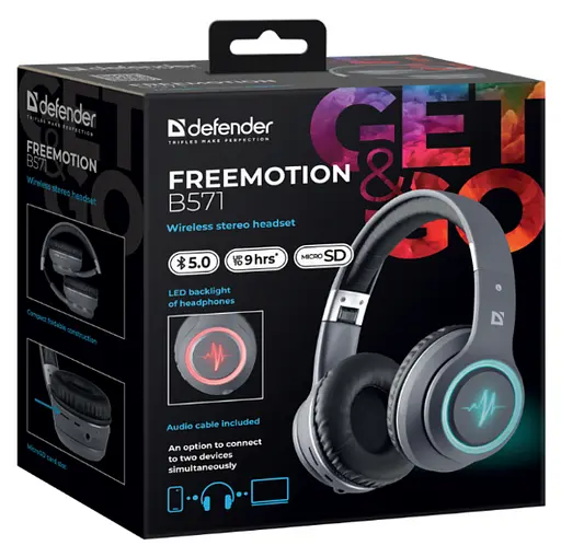 Навушники Defender FreeMotion B571 Bluetooth LED Gray (63571) - фото 6