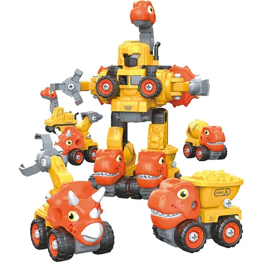 Машинка-конструктор Otamanko Трансформер Динозавр 5 в 1 Жовтий/помаранчевий - фото 4