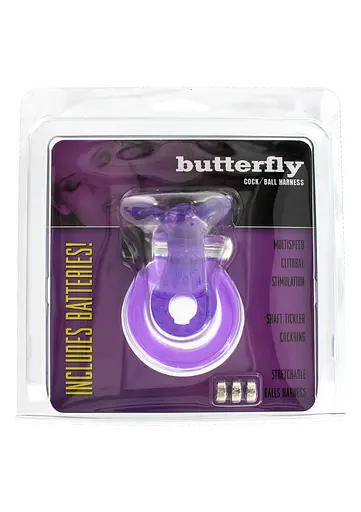 Эрекционное кольцо с вибрацией Seven Creations Cock & Ball Butterfly фиолетовый - фото 3
